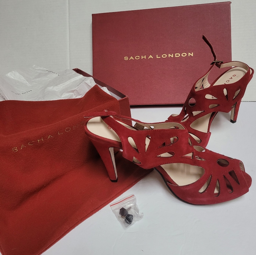 Sacha London "Joy" Red Suede High  Cut Out Heels Sandals - Size 9